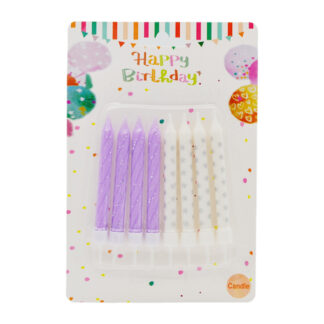 Набір свічок д/торта Happy Birthday 8см 8шт Мікс арт.188-2_