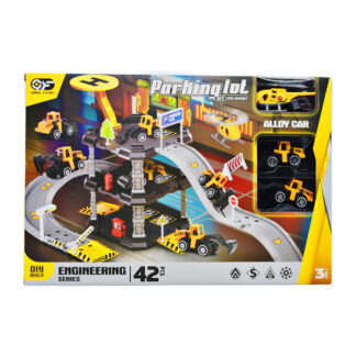 Трек 666-05 2 металопластикові машинки, гелікоптер, 3 рівні, муляжі оточення, наліп