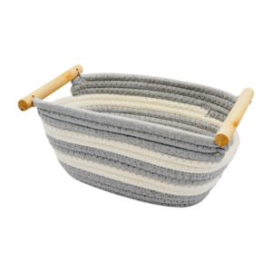 Кошик-органайзер д/зберігання речей 24*14*11см В'язаний з дерев'яними ручками