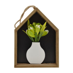 Декоративний навісний Будиночок 16*12*3см Ваза з квітами_
