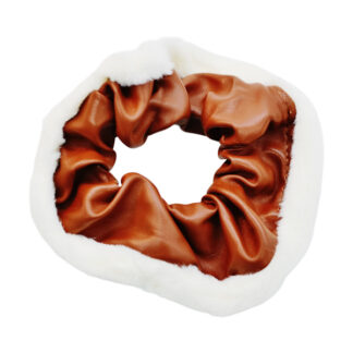 Резинка д/волосся 1шт Об'ємна Екошкіра/Текстиль Хутряна Вставка Мікс арт.67#-D25/26 *25_