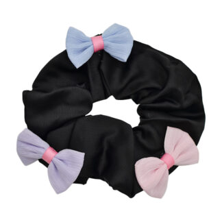 Резинка д/волосся 1шт Об'ємна Шовк Чорна/Біла Кольорові Банти арт.67#-D05 *20