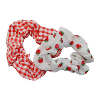 Резинка д/волосся 1шт Текстильна Біло-Червона Візерунок Мікс арт.67#-D09 *25_