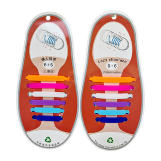 Шнурки Силіконові дитячі Набір Sport 6+6шт Мікс арт.419-A1 *12