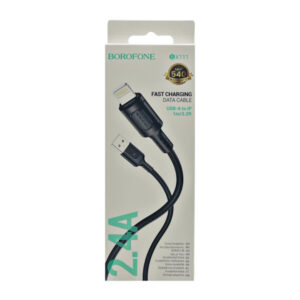 Кабель USB Borofone BX111 Lightning 2.4A (Білий/чорн)