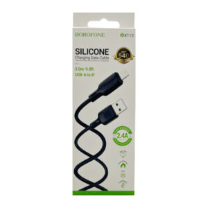 Кабель USB Borofone BX113 Silicone Lightning 2.4A 3m (Чорний)