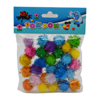 Набір д/творчості POM POM Набір Помпонів 2см з блискітками арт.1028-01 *12