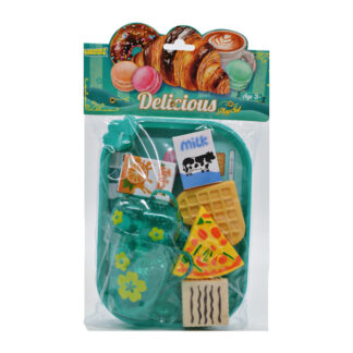 Набір продуктів 99002 /08/14таця, 2 чашки, 2 блюдця, чайничок, ніж, ложка, вилка, шматок