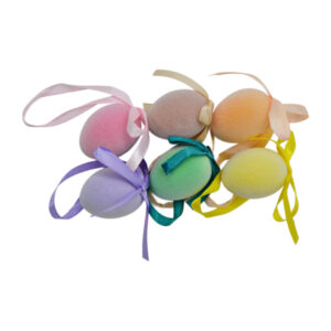 Пасхальне яйце на підвісці флоковане/бант 4см 1шт (6шт)