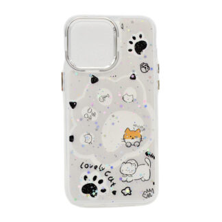 Чохол д/тел силікон iPhone 14ProMax Прозорий Малюнок з блискітками Мікс