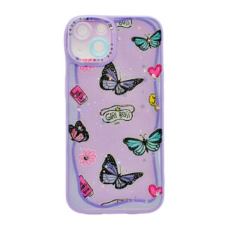 Чохол д/тел силікон iPhone 13 Кольоровий Малюнок з блискітками Мікс