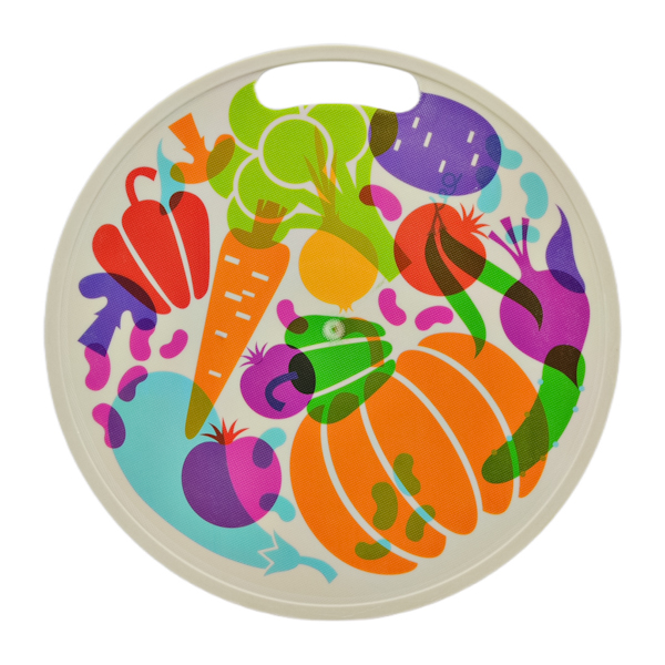 Дошка кухона Китай пластикова 33см 1шт Кругла Мікс арт.34891-10