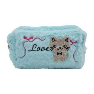 Косметичка жін. 18*10*7см Хутряна Котик з стразами арт.123-2 *12