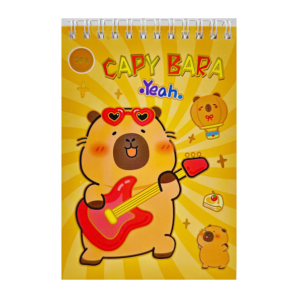 Блокнот А7 в лінію на спіралі з наклейками Капібара арт.1171-12 *20