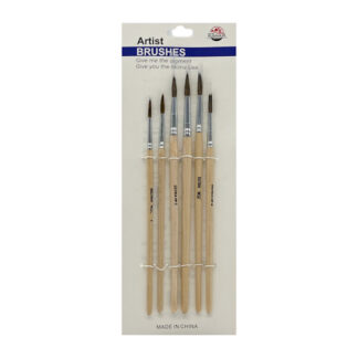 Пензлик д/малювання YIJAHUA Набір 6шт дерев'яна ручка арт.21539-2 *12