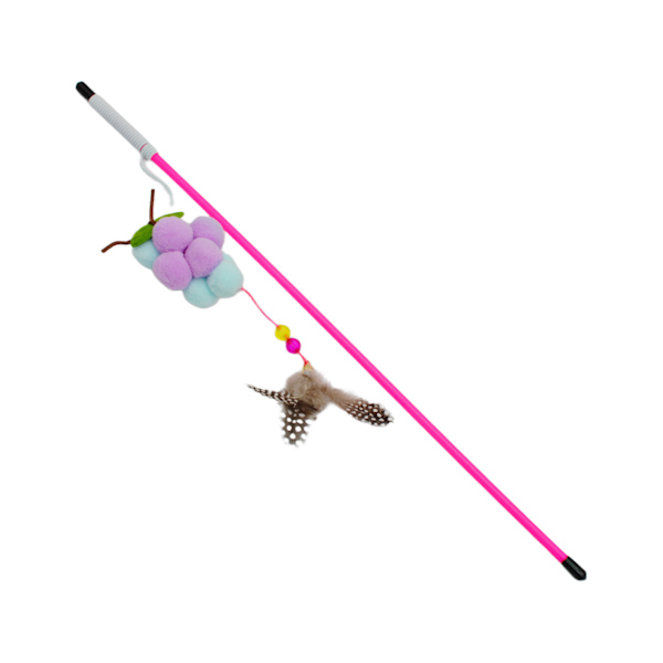 Іграшка д/котів 1шт Паличка Грона з пір'ям і дзвоником арт.1052#-001 *12