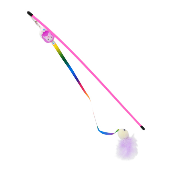 Іграшка д/котів 1шт Паличка з стрічкою/пір'ям/дзвоником арт.1052#-002 *12