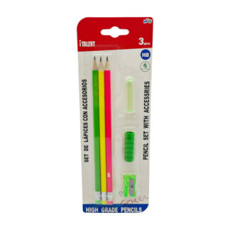 Набір простих олівців I Talent 3шт з аксесуарами арт.1058#-02