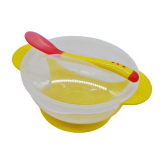 Тарілка на присосці прозора з термоложкою та кришкою