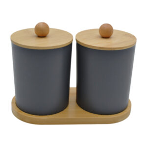 Стакан д/ванної кімн. 2шт дерев'яна кришка і підставка_