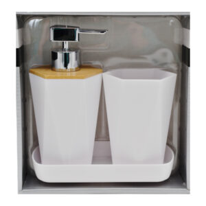 Набір д/ванної Стакан+Дозатор 2шт пластикова підставка Мікс_