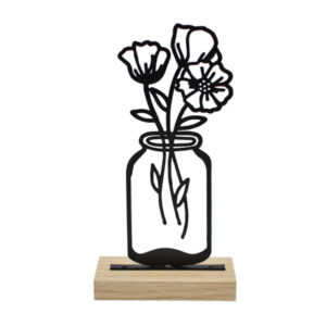 Декор настільний Ваза з квітами метал дерев'яна підставка арт.6818-3_