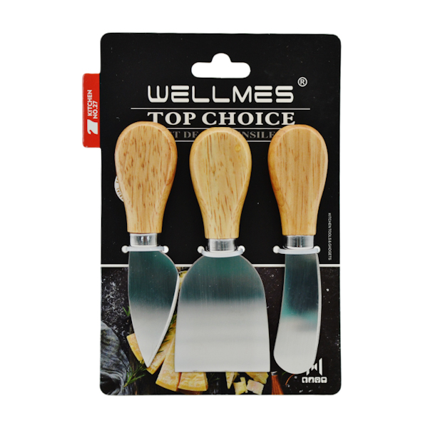 Ніж для сиру і нарізки WELLMES Набір 3шт арт.LJF24313