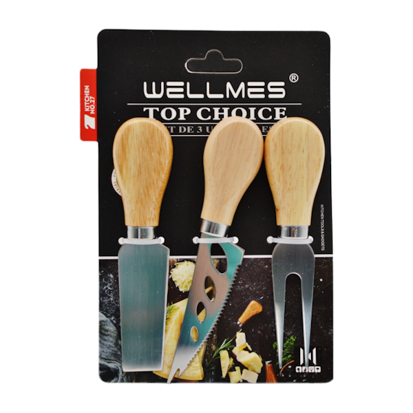 Ніж для сиру і нарізки WELLMES Набір 3шт арт.LJF24311