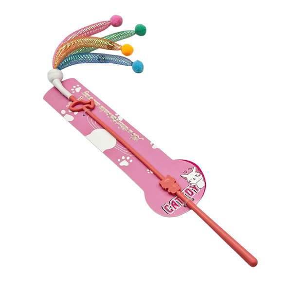 Іграшка д/котів CoolCat 1шт Паличка з кольоровими тручочками арт.K452 (15036-20) *12