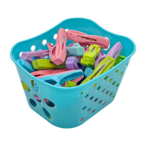 Прищіпка пласт. 30шт 5,8см кольорова в кошику арт.JS256 (25-А49)