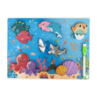 Іграшка дерев'яна Дошка д/малювання+3D пазл Мікс арт.7514