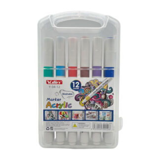 Маркери акрилові Yulin 12 кольорів в пластиковому футлярі арт.Y-04-12