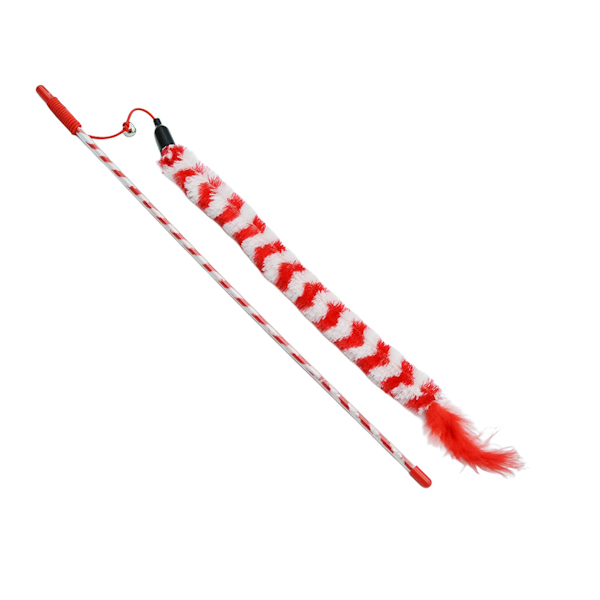 Іграшка д/котів 1шт Вудка з хутром і пір'ям арт.KR-2411 *12