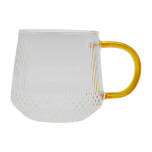 Чашка Скляна JUHAN 1шт Прозора ребриста янтарна ручка арт.0603-1 *4