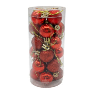 Новорічна Іграшка Куля в тубусі 3см 24шт Кольорова Мікс арт.95-18