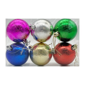 Новорічна Іграшка Куля 6см 6шт візерунок кольорові арт.95-22