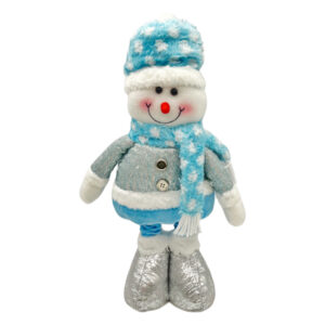 Новорічний Сніговик 48см висувні ноги біло-блакитний арт.95-49