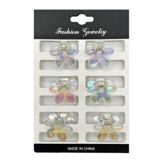 Краб д/вол пластик Fashion Jewelry Набір 6шт міні Прозорий арт.67-FJ12/13/15/16 *30