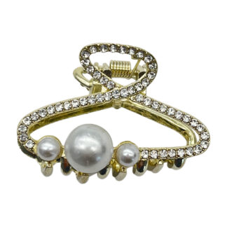 Краб д/волосся металевий 4см Фігурний стрази/перлини 1шт арт.11167#-F112_