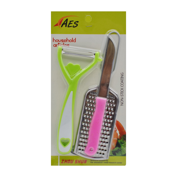 Овочечистка AES + ніж 10см +тертка д/сиру арт.2958_