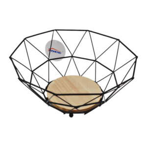 Фруктовниця металева каркасна 27см 1шт Чорна дерев'яна вставка арт.157-15