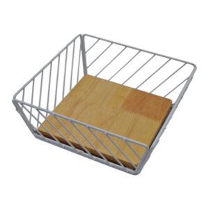 Фруктовниця металева каркасна 18*18см 1шт дерев'яна вставка арт.157-04