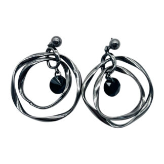 Сережка Fashion SilverS925 Пусети Чорна з підвіскою камінь *12