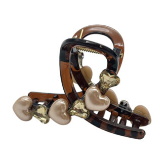 Краб д/вол пластик 1шт 8см Декор сердечка перлини/стрази арт.67-F083 *12