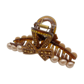 Краб д/вол пластик 1шт 10,5см Бант перлини/стрази арт.67-F087 *12