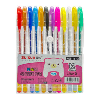 Ручка гелева кольорова ZUIXUA набір 12шт з глітером арт.HG6118-12 *30_
