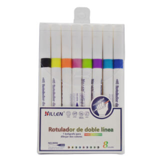 Фломастери BILLEN з подвійним контуром 8 кольорів арт.0096_