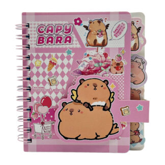 Блокнот А7 Капібара на спіралі в лінію на липучці з закладками арт.XQ6412 *24