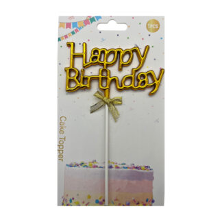 Топер д/торта Happy Birthday 1шт з бантиком арт.YW-01 *12