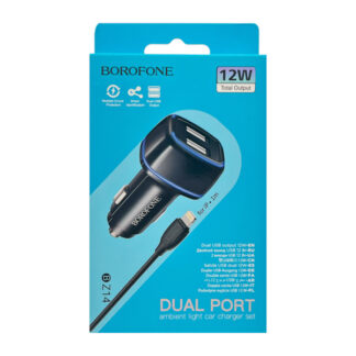 Автомобільний Зарядний Пристрій Borofone BZ14 Lightning чорний